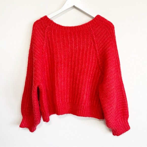 BOGO! Free People Carter Soft Chunky Knit Pullover Red Size Medium - Picture 9 of 10